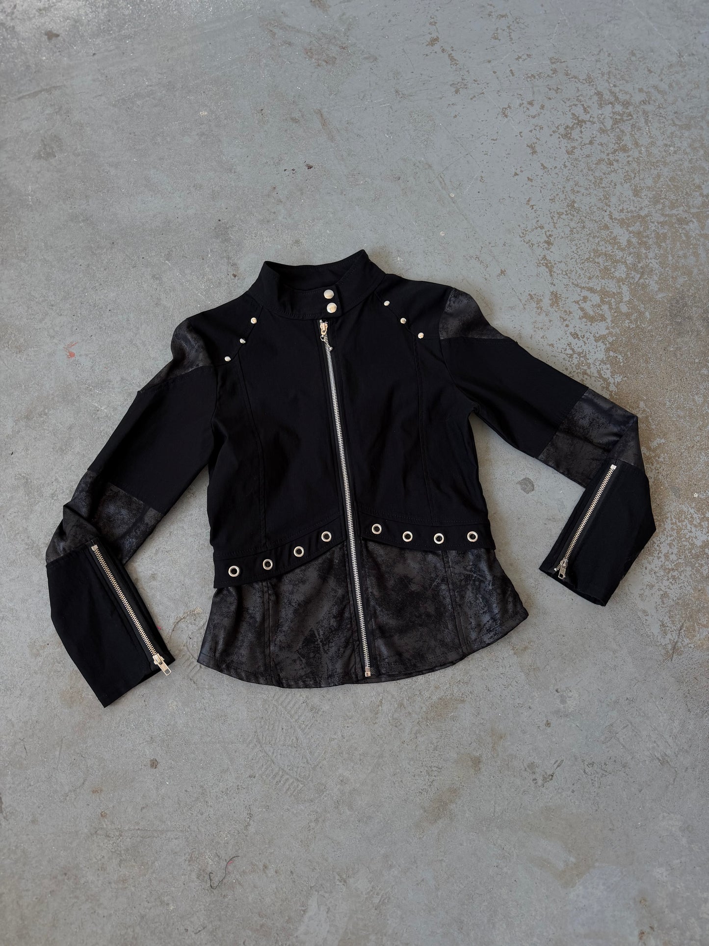 Eyelet Lace Up Zip Jacket