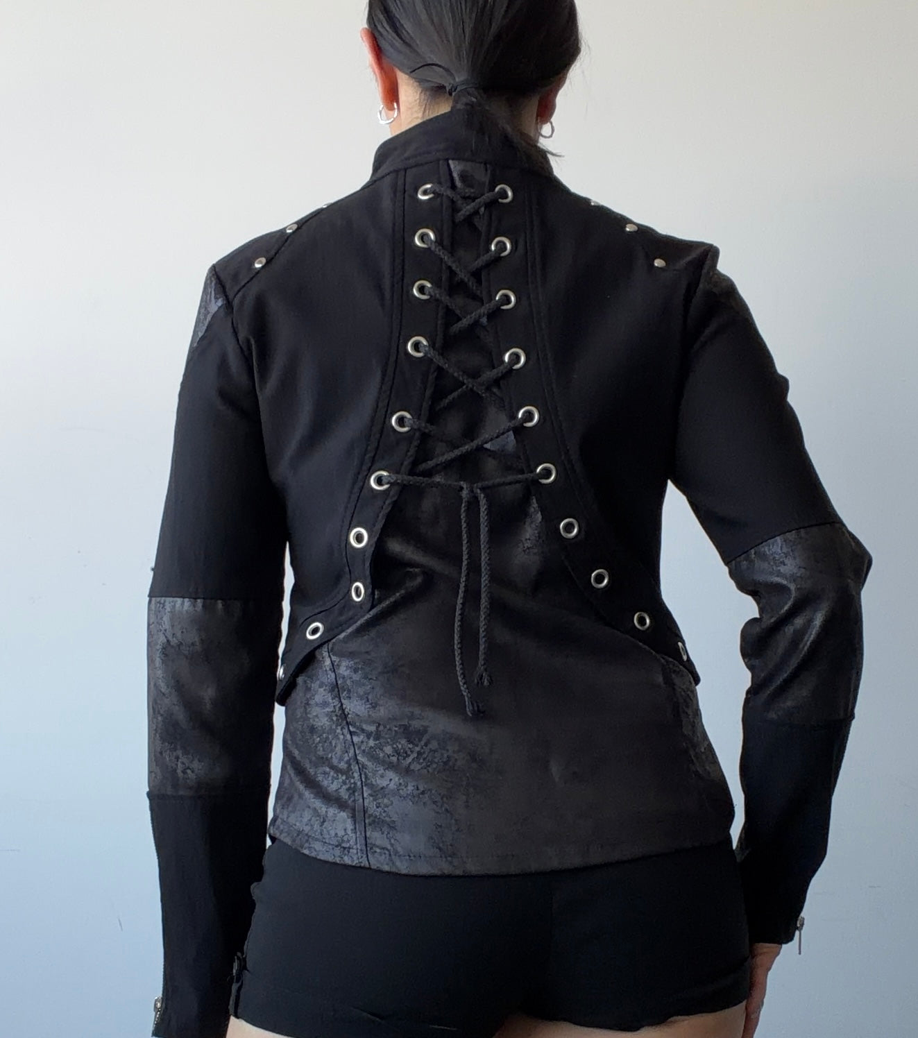 Eyelet Lace Up Zip Jacket