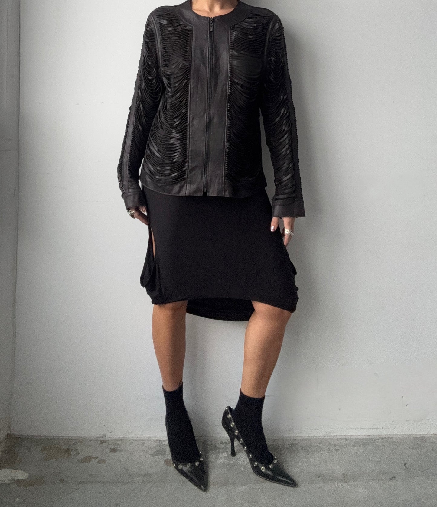 Faux Suede Textured Zip Jacket