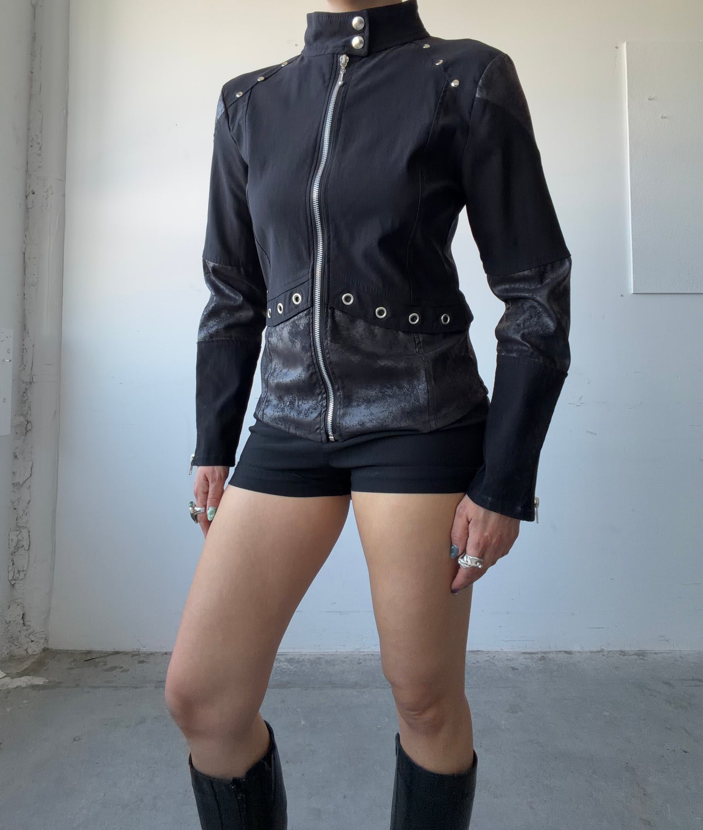 Eyelet Lace Up Zip Jacket