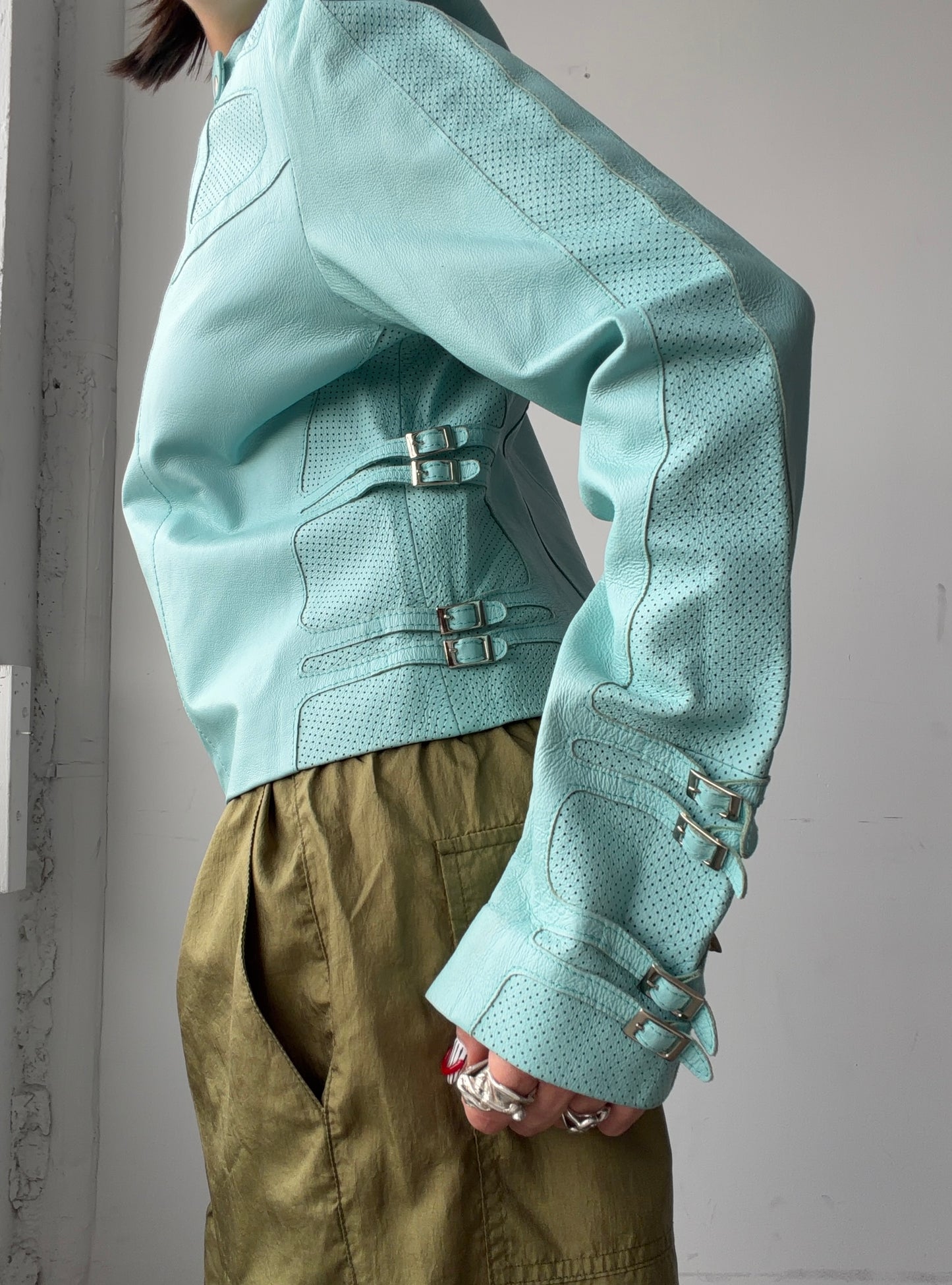 Turquoise Leather Jacket