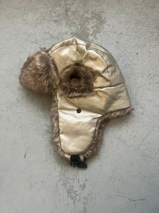 Metallic Faux Fur Hat