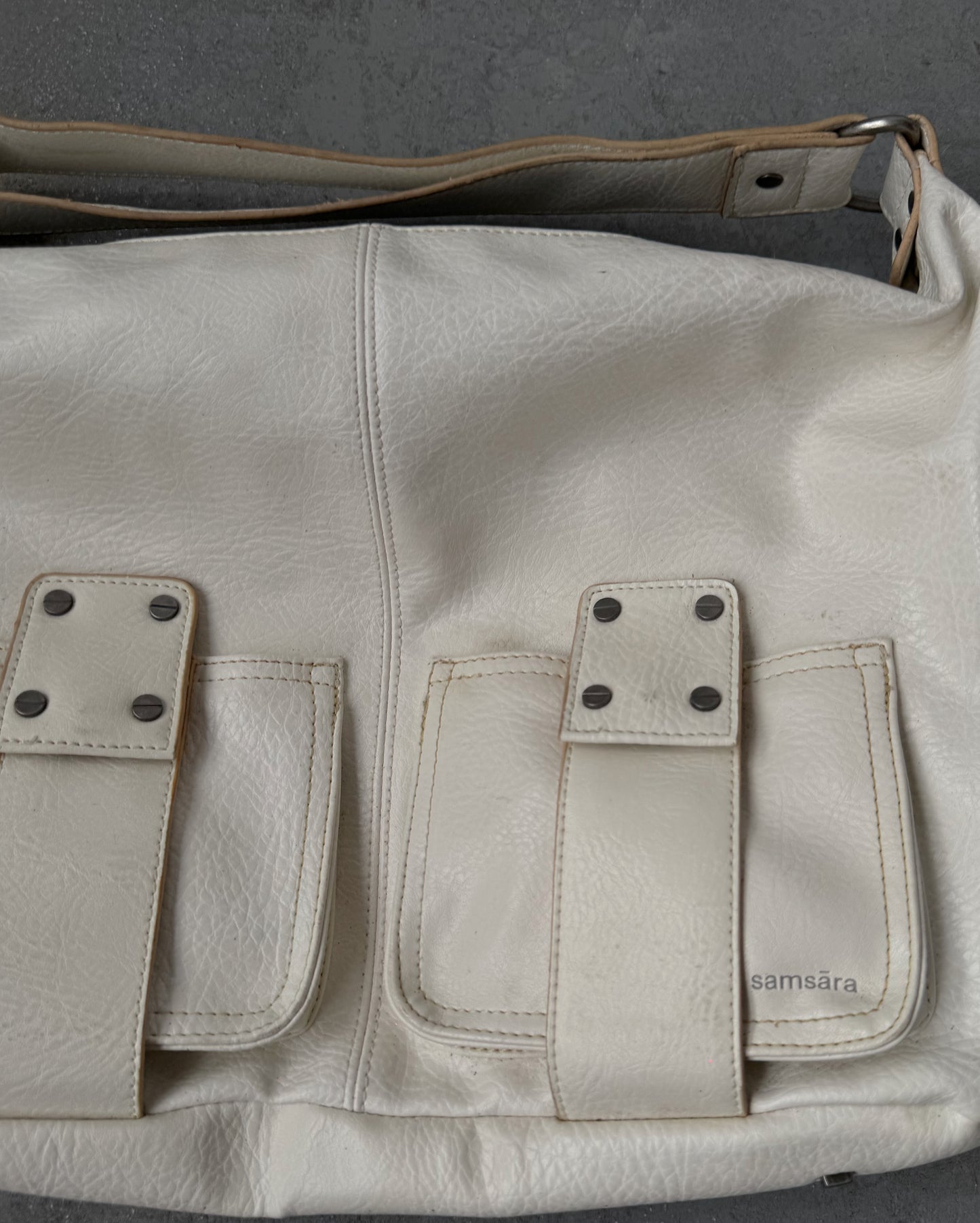 Faux Leather White Shoulder Purse