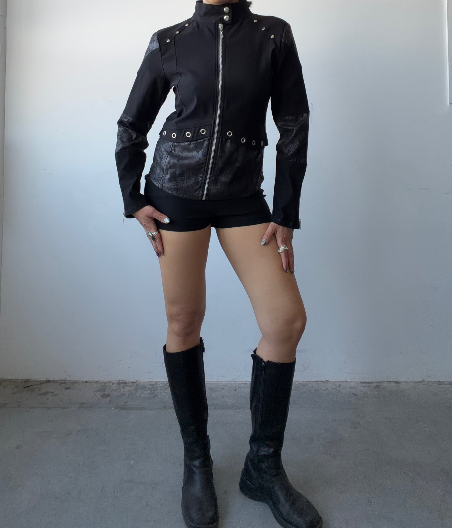 Eyelet Lace Up Zip Jacket