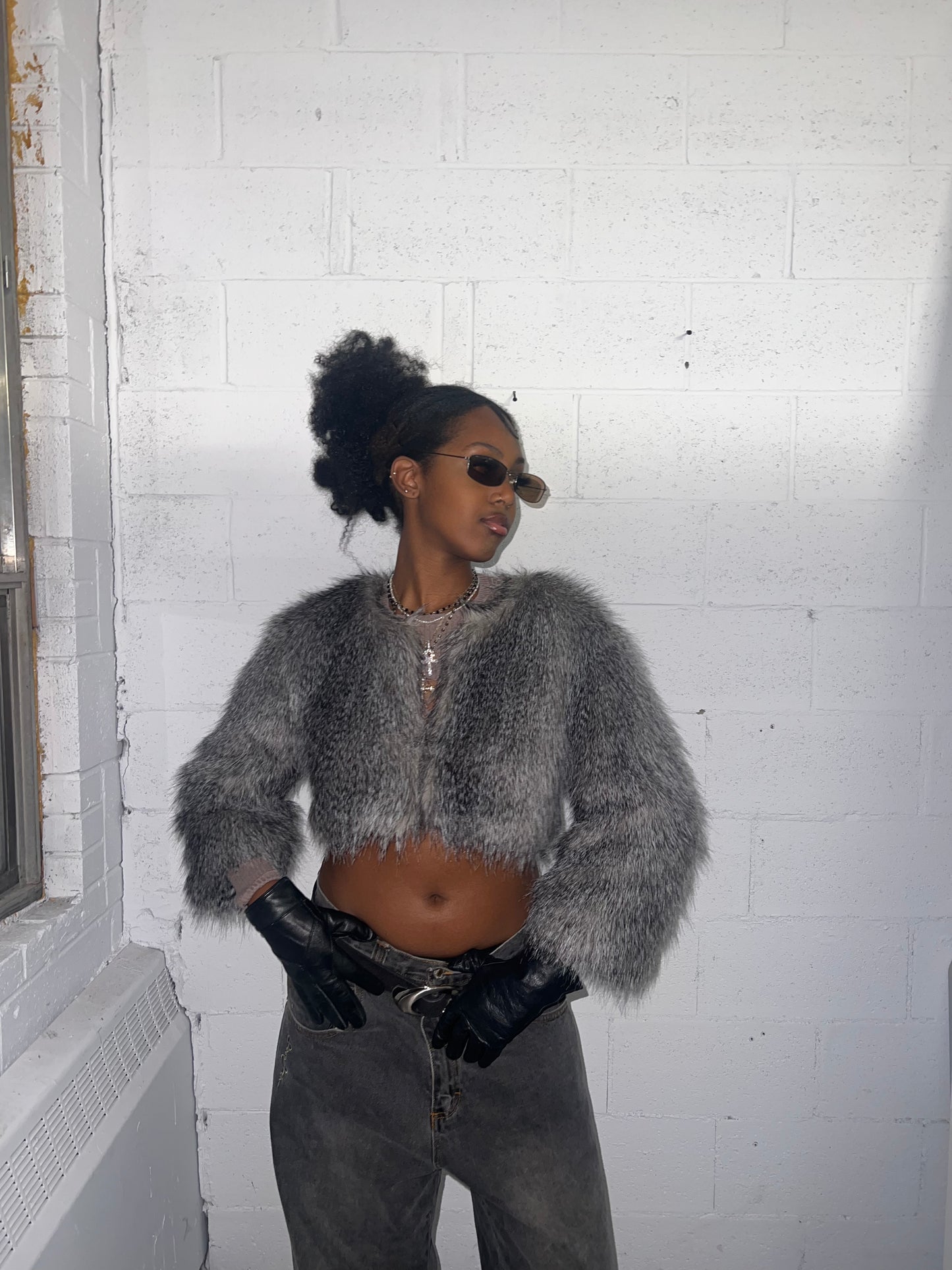 Cropped Faux Fur Jacket