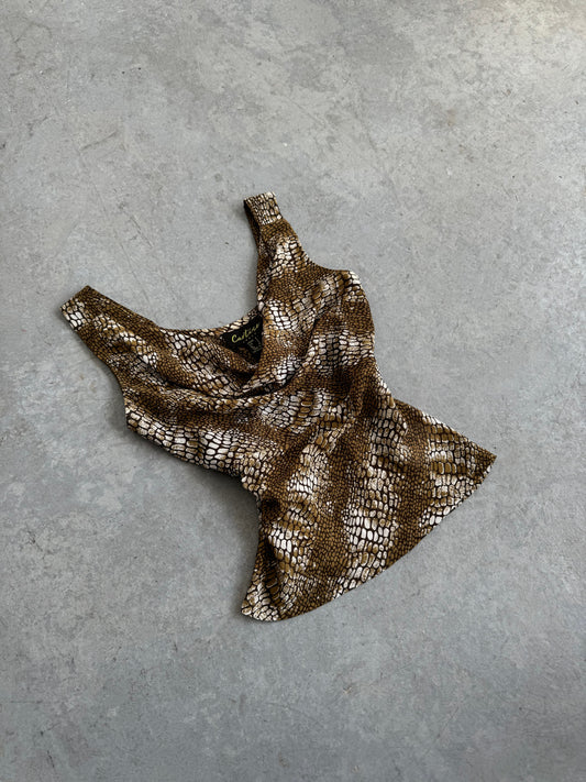 Snake Print Cowl Neck Top
