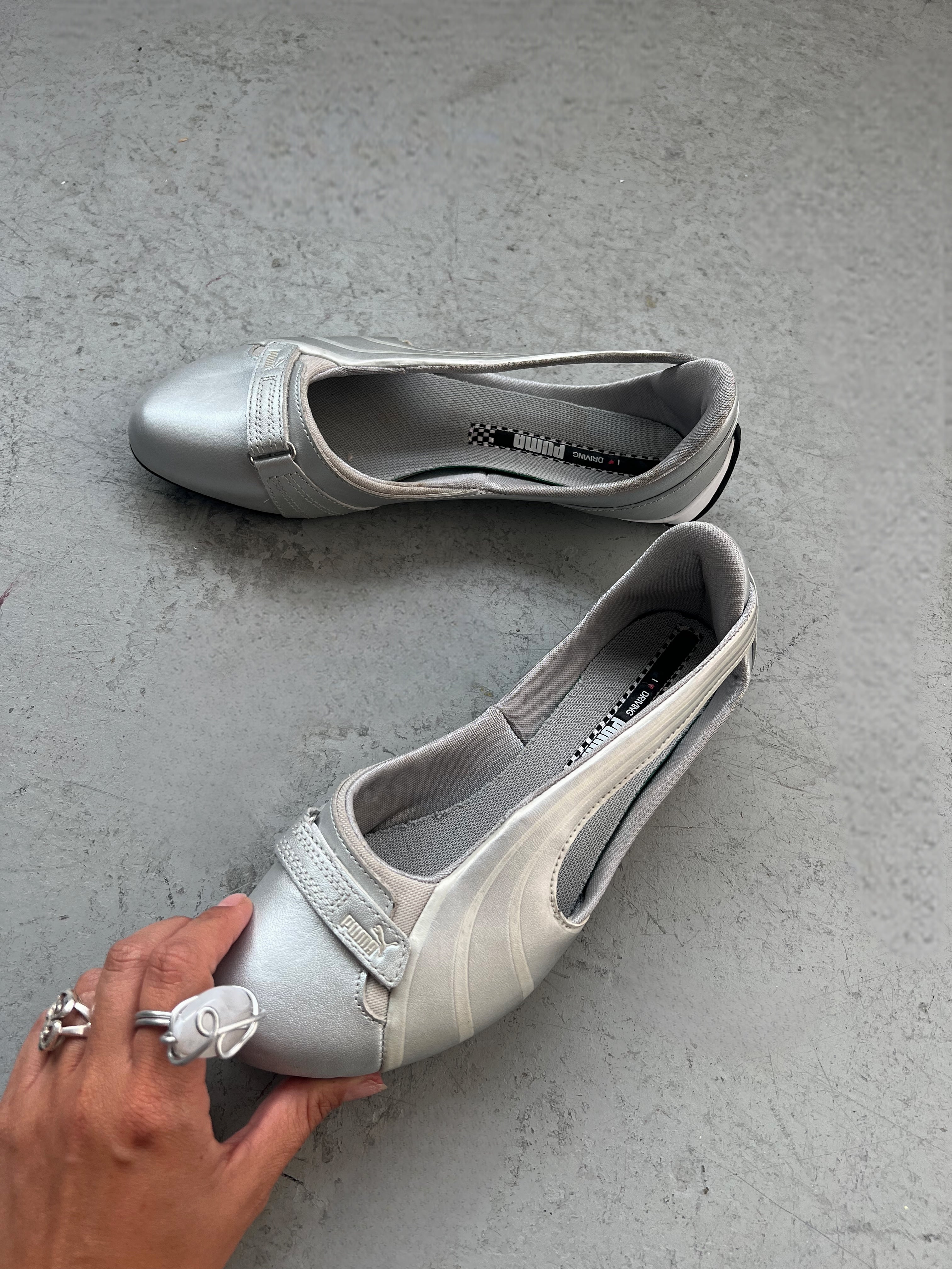 Silver Puma Ballet Flats Size 8/8.5