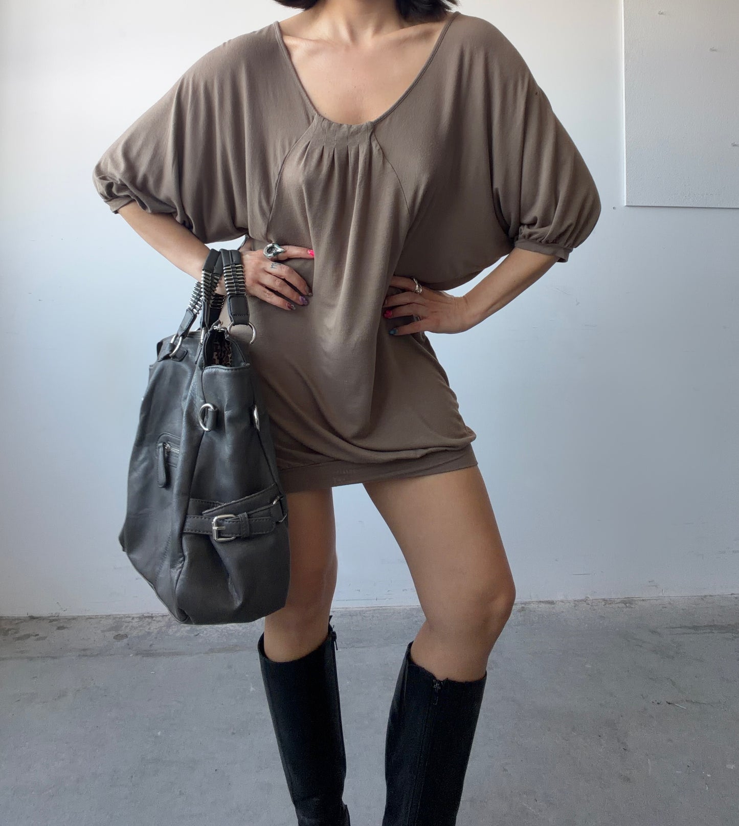 Taupe Bat Wing Top/Dress