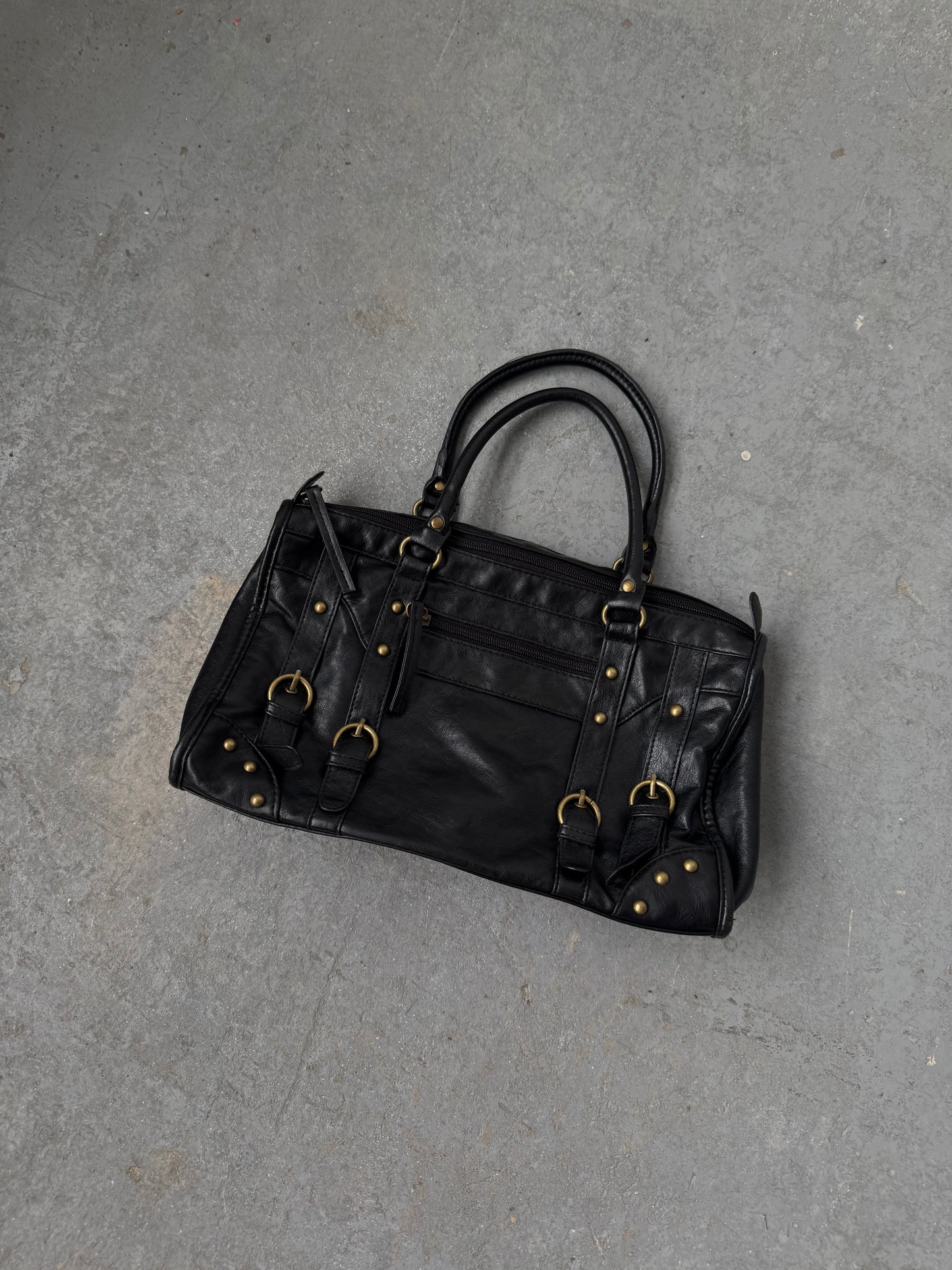 Faux Leather Stud Buckle Purse