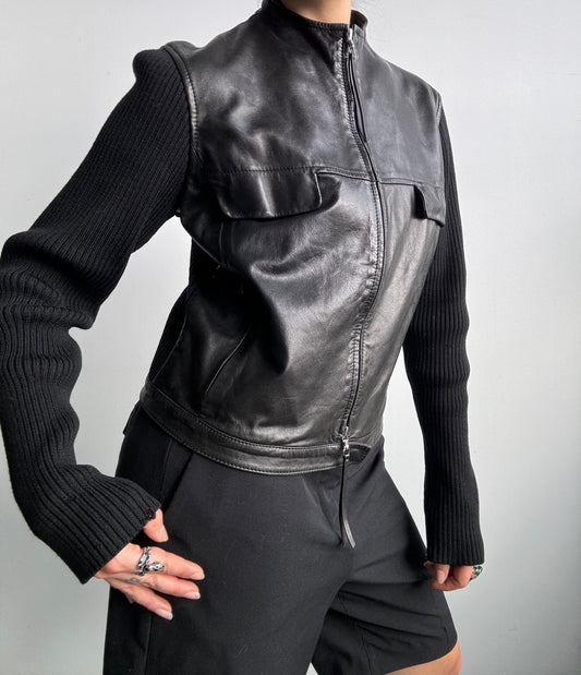Italian Leather & Virgin Wool Double Zip