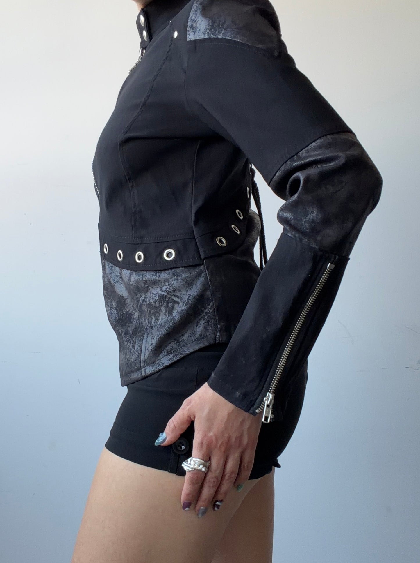Eyelet Lace Up Zip Jacket