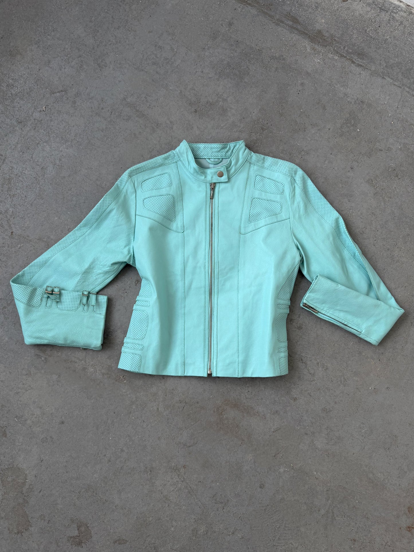 Turquoise Leather Jacket