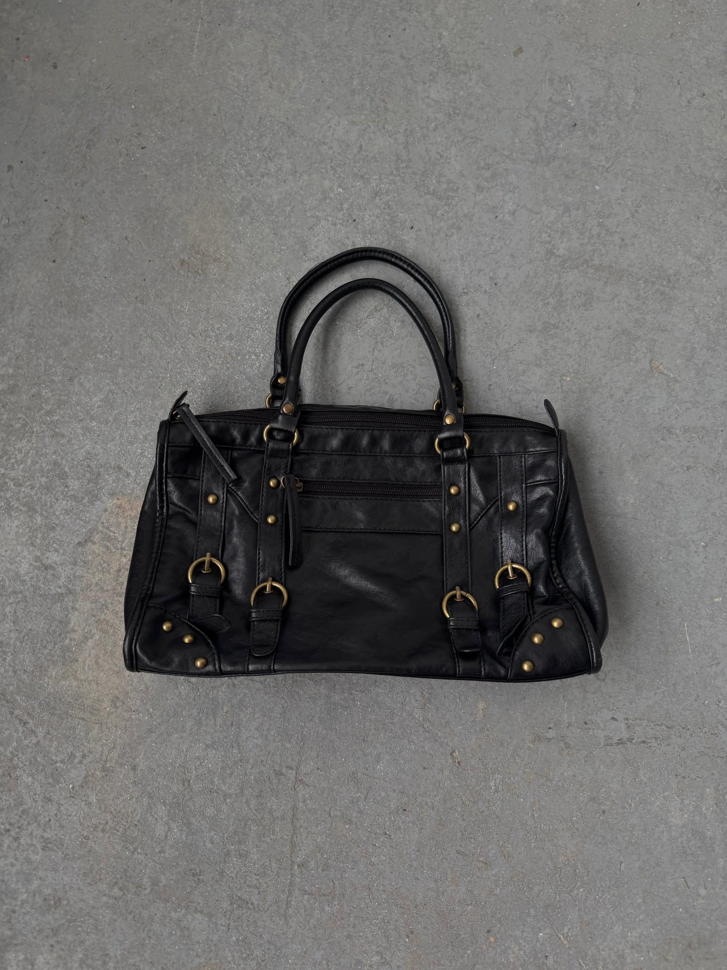 Faux Leather Stud Buckle Purse