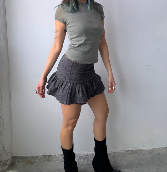 Ruffle Mini Knit Skirt