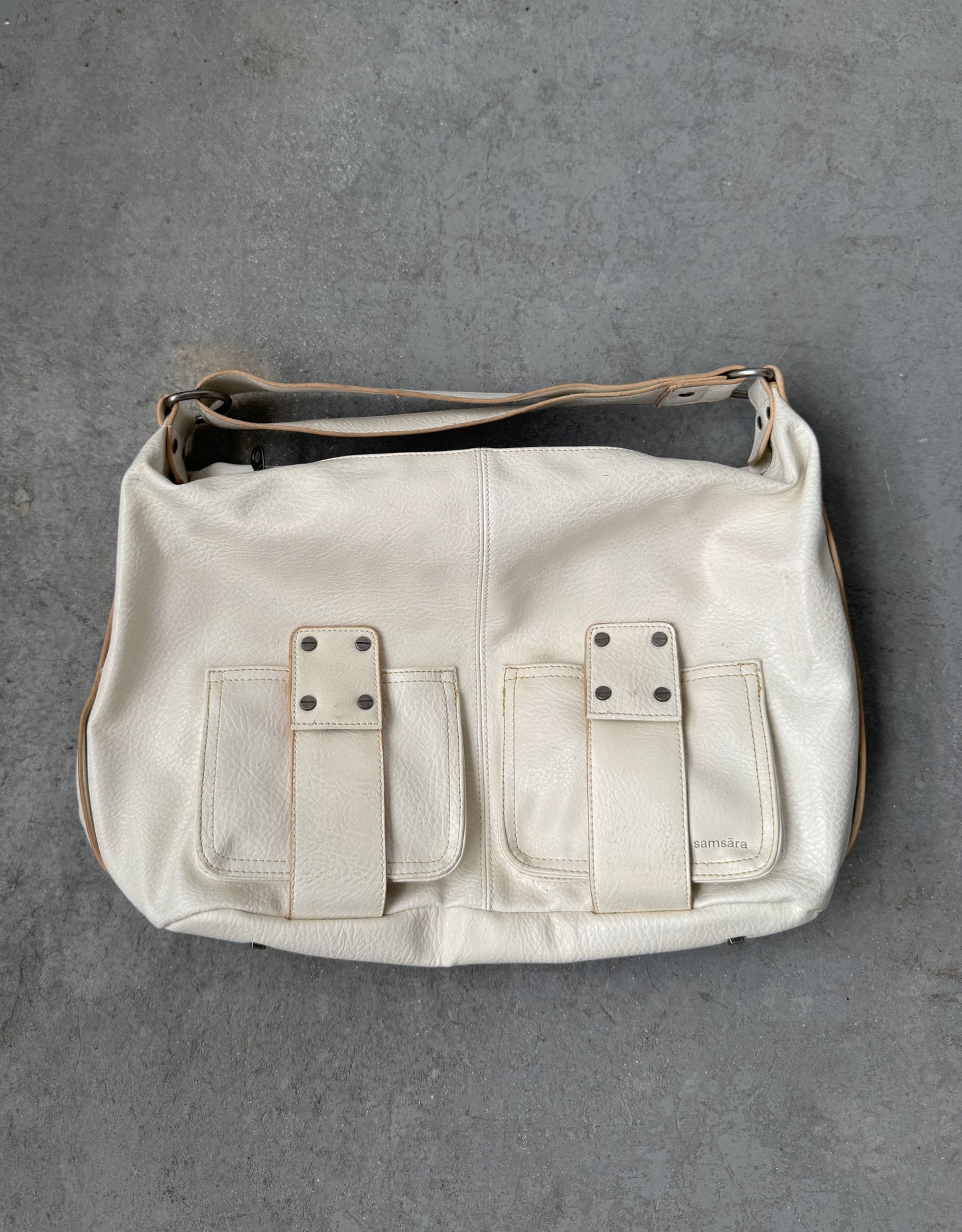Faux Leather White Shoulder Purse