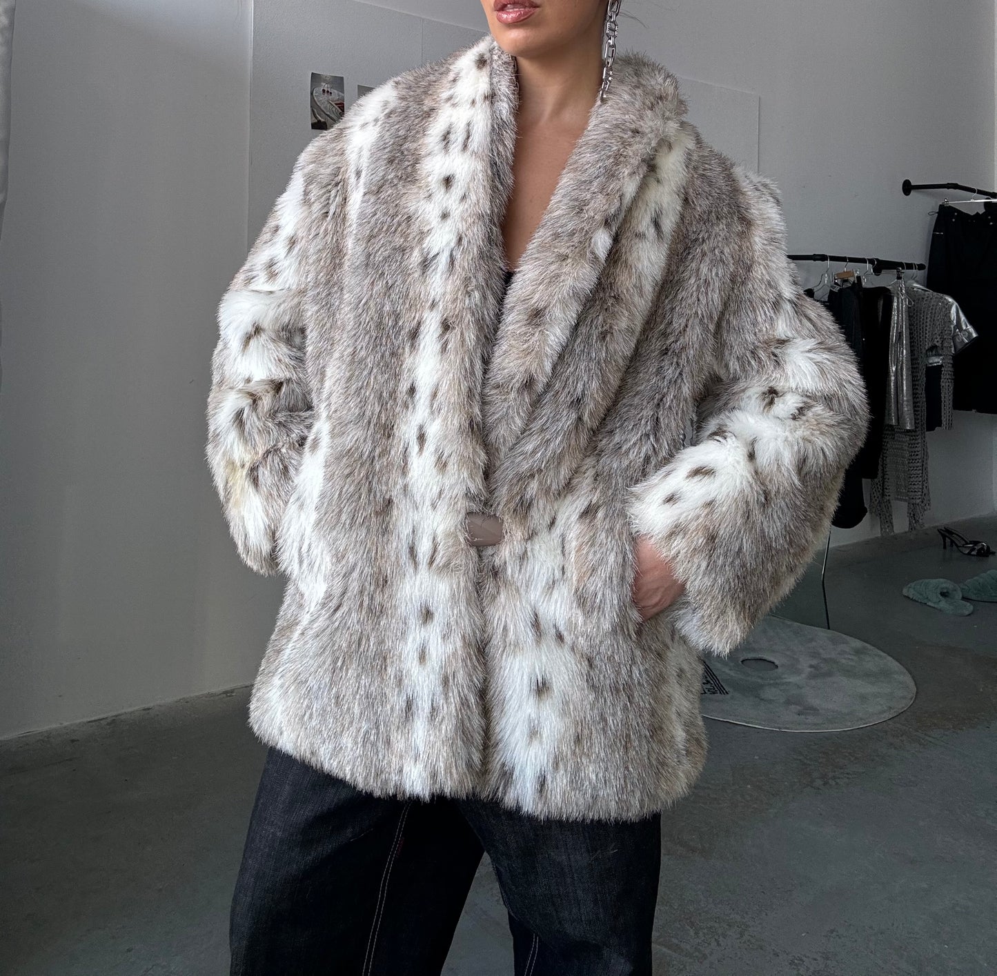 Faux Fur Leopard Coat