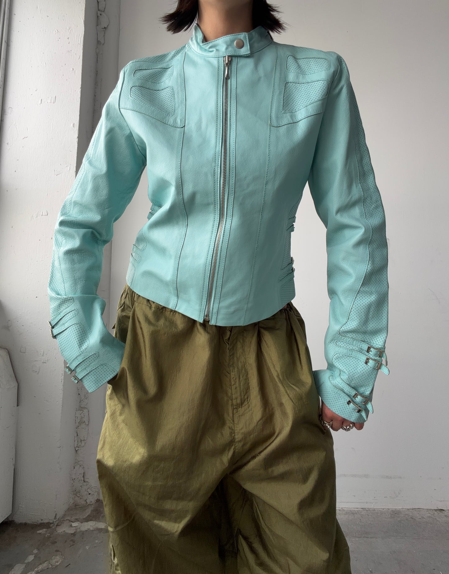 Turquoise Leather Jacket