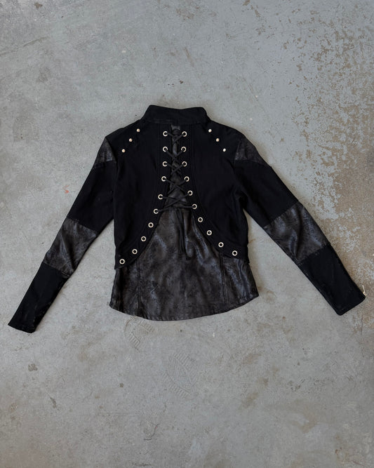 Eyelet Lace Up Zip Jacket