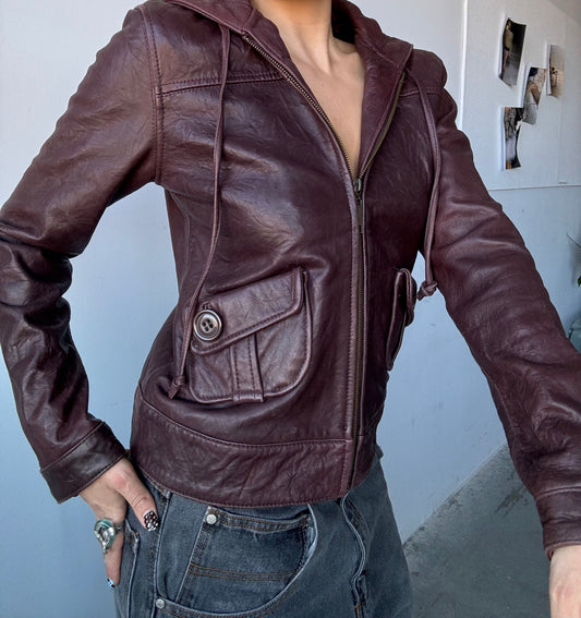 Hooded Leather Jacket