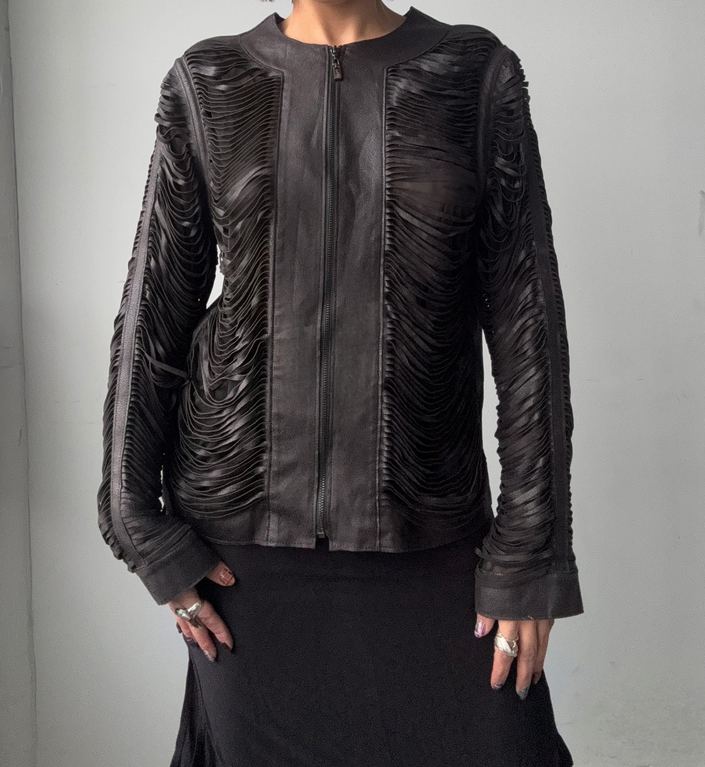 Faux Suede Textured Zip Jacket