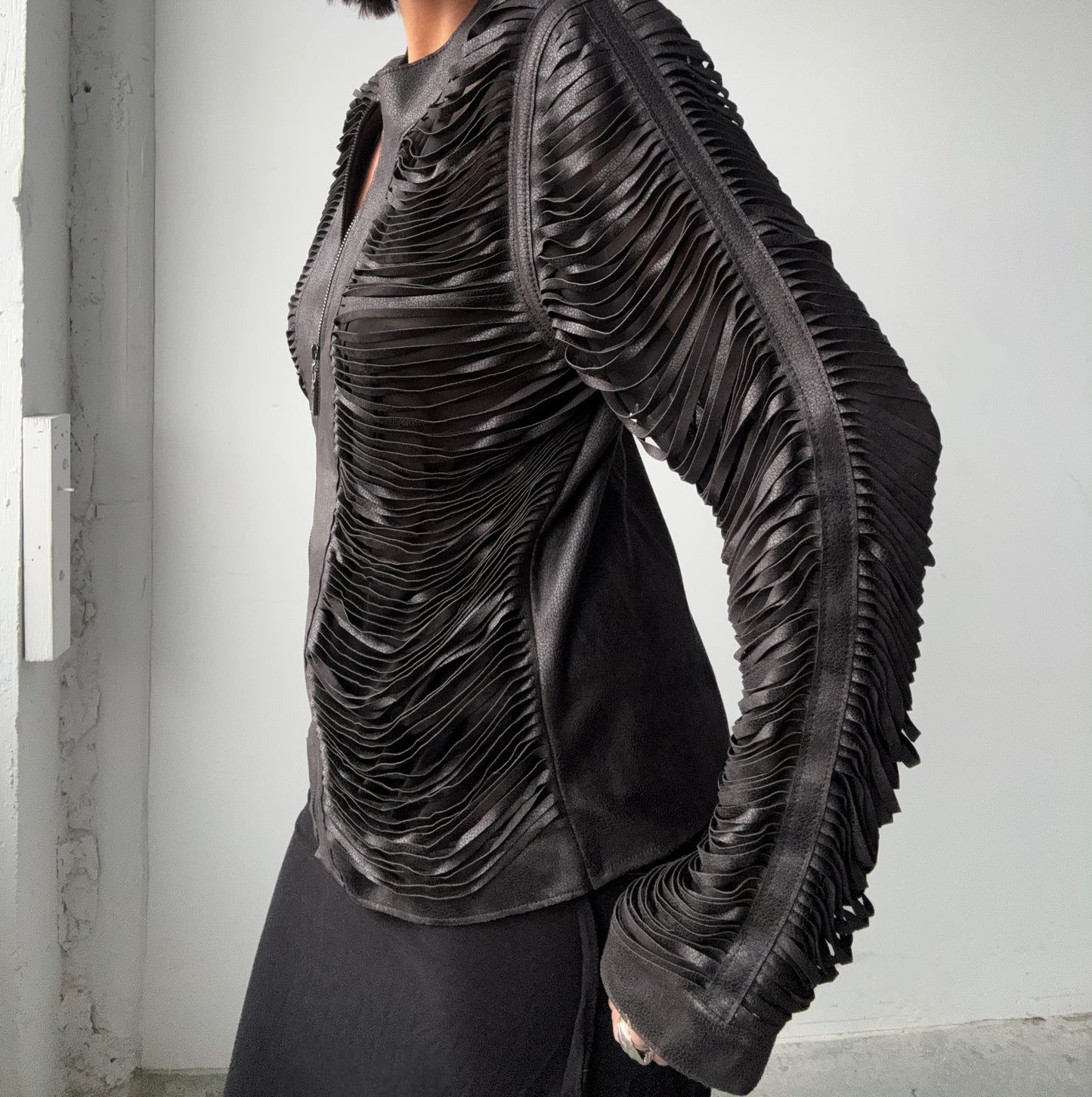 Faux Suede Textured Zip Jacket