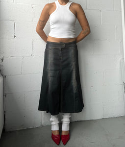 Faded Wash Midi Denim Skirt