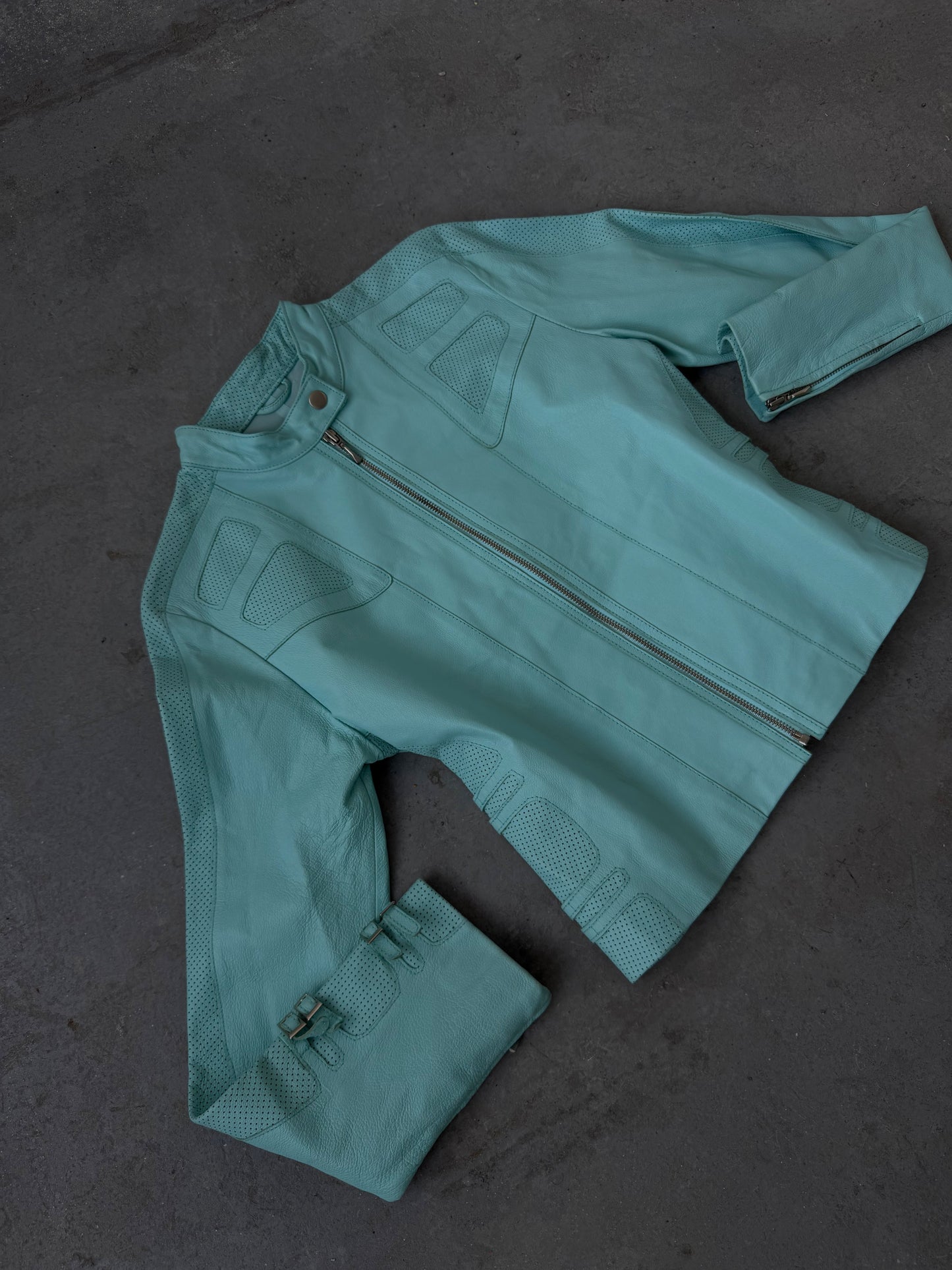 Turquoise Leather Jacket