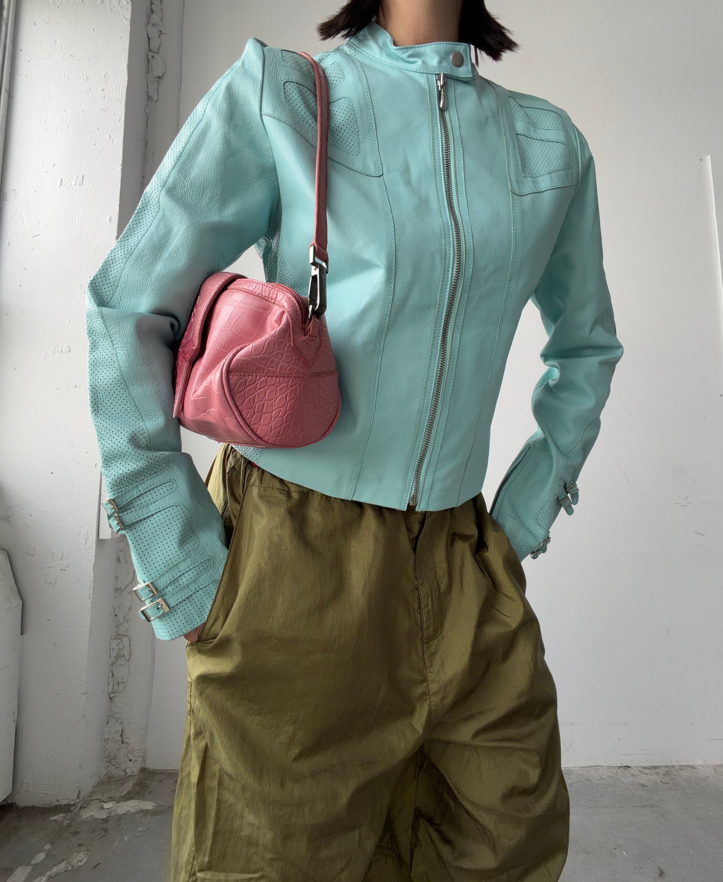 Turquoise Leather Jacket