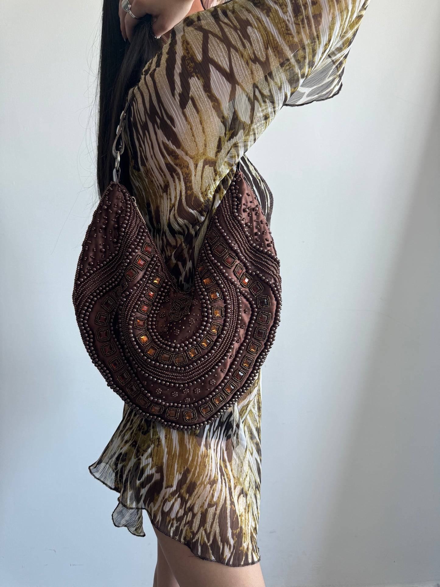 Brown Beaded Purse