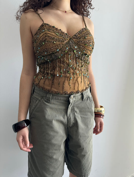 Beaded Silk Corset Top