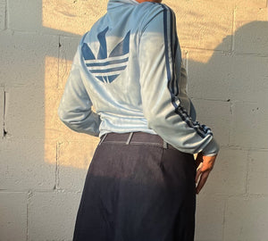 Denim Double Zip Midi Skirt