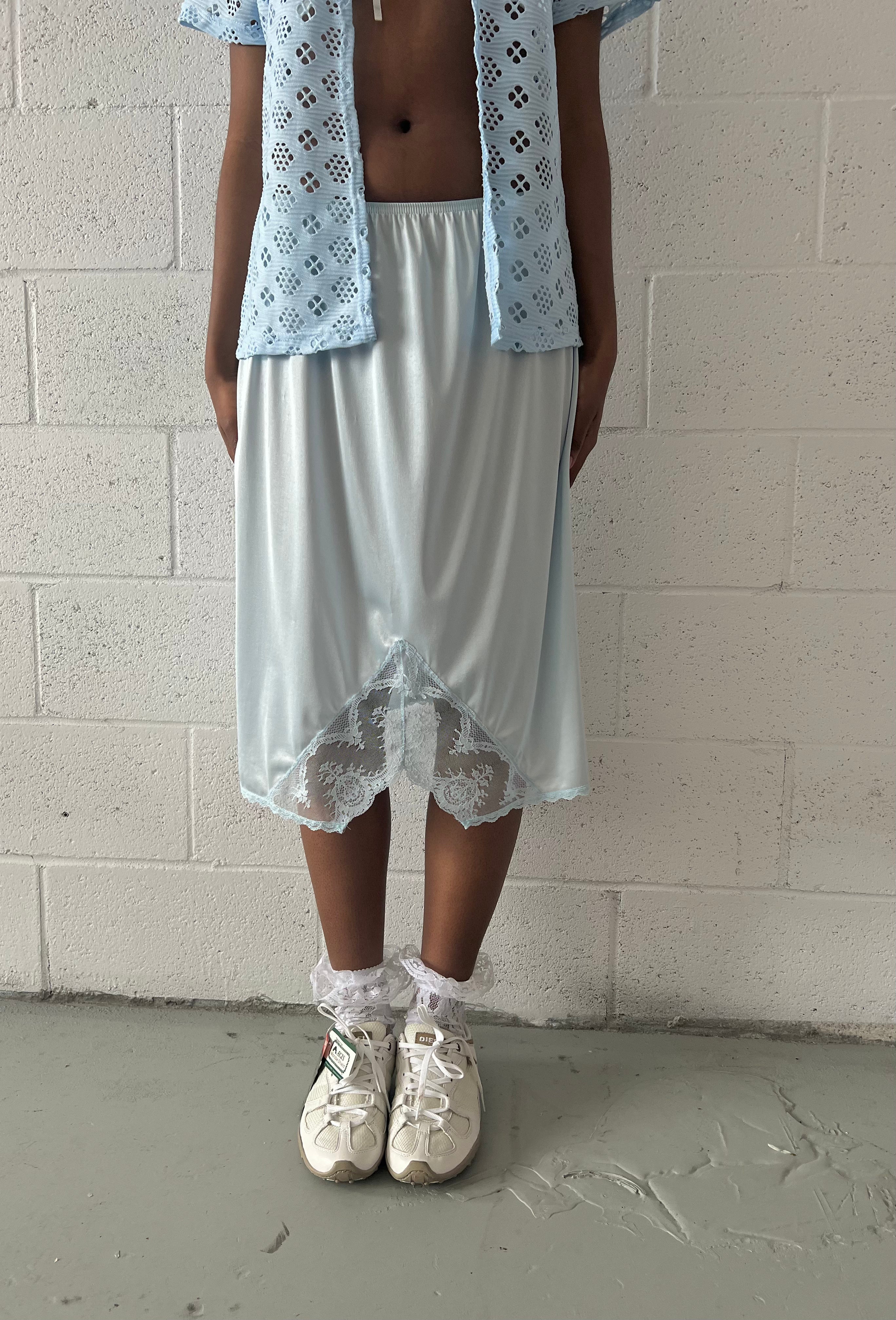 Baby Blue Lace Midi Skirt