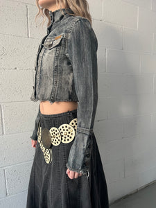 Distressed Denim Cropped Jacket