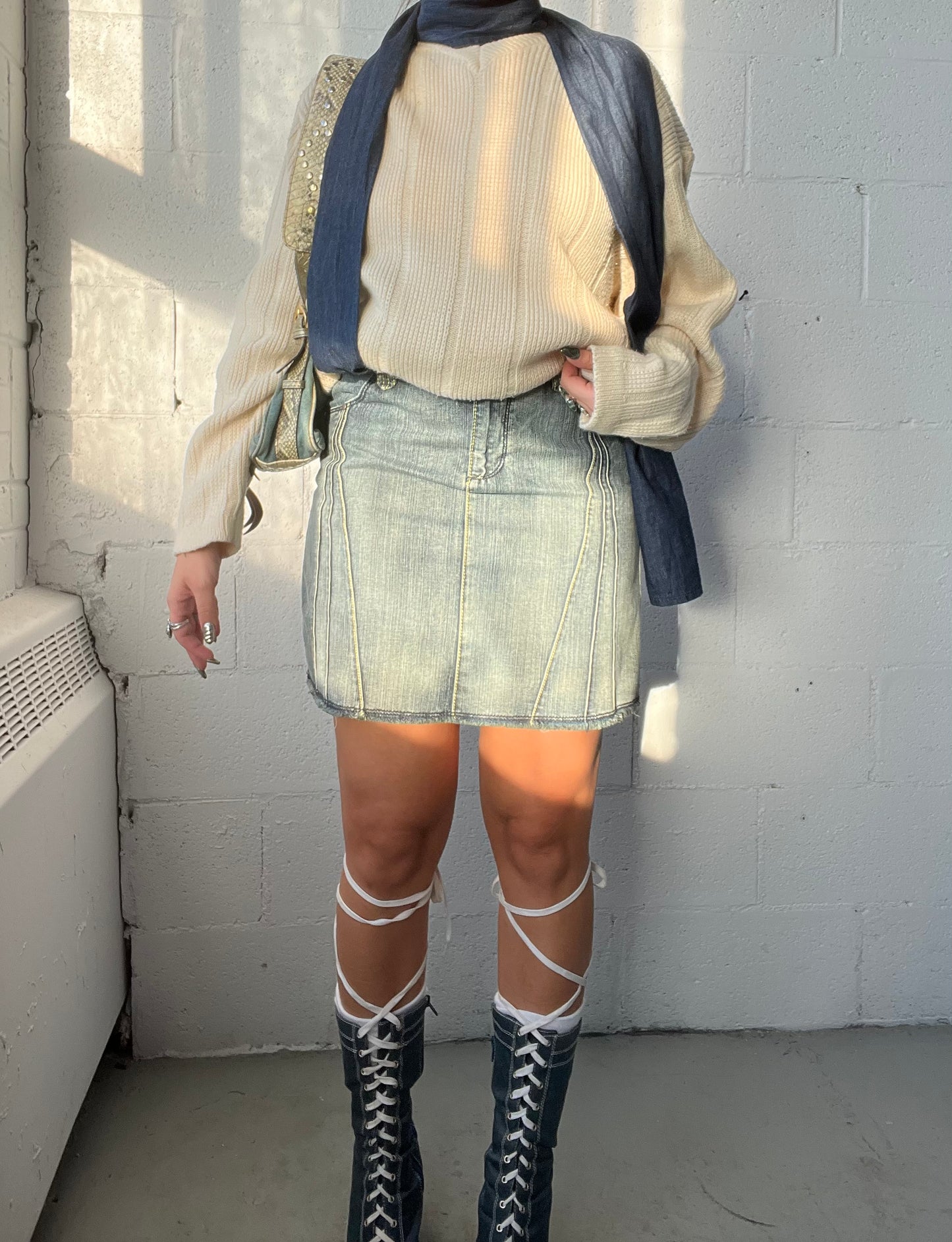 Stitched Denim Skirt