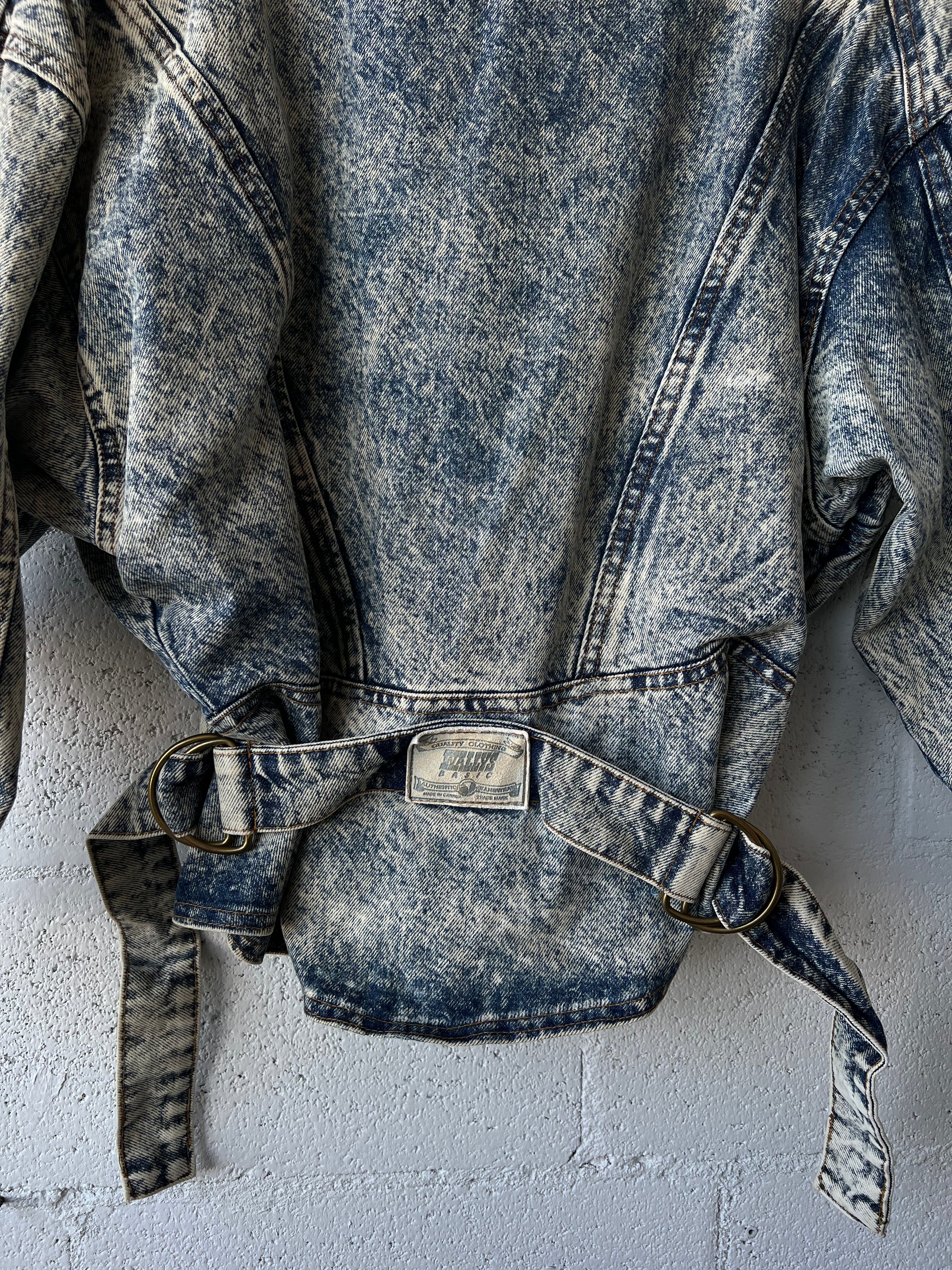 Vintage Acid Wash Fitted Denim Jacket