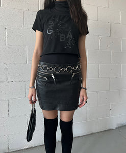 Leather Moto Mini Skirt