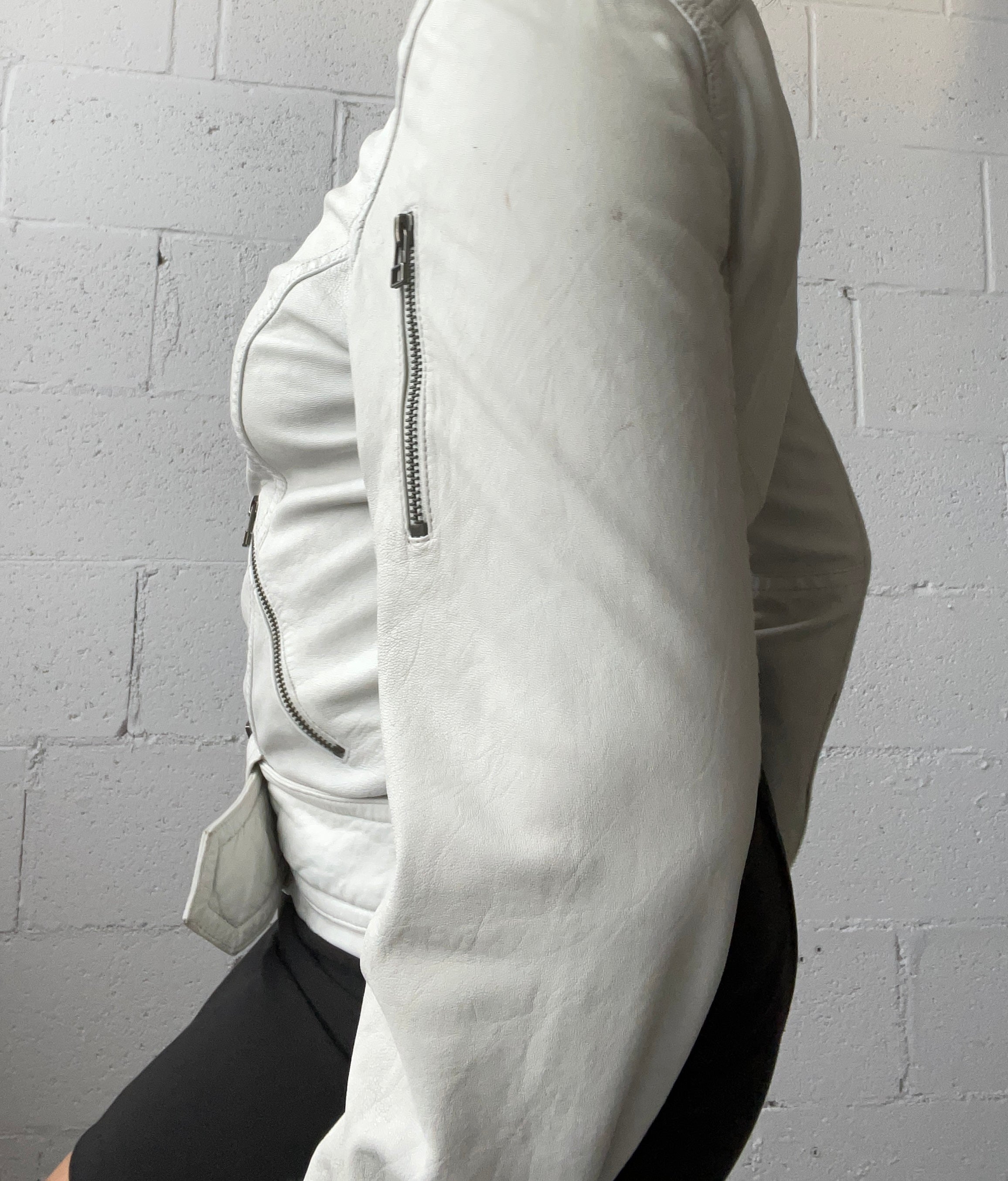 Faux Leather White Jacket