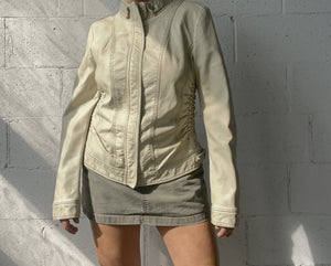 Ruched Faux Leather Jacket
