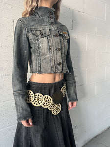 Distressed Denim Cropped Jacket