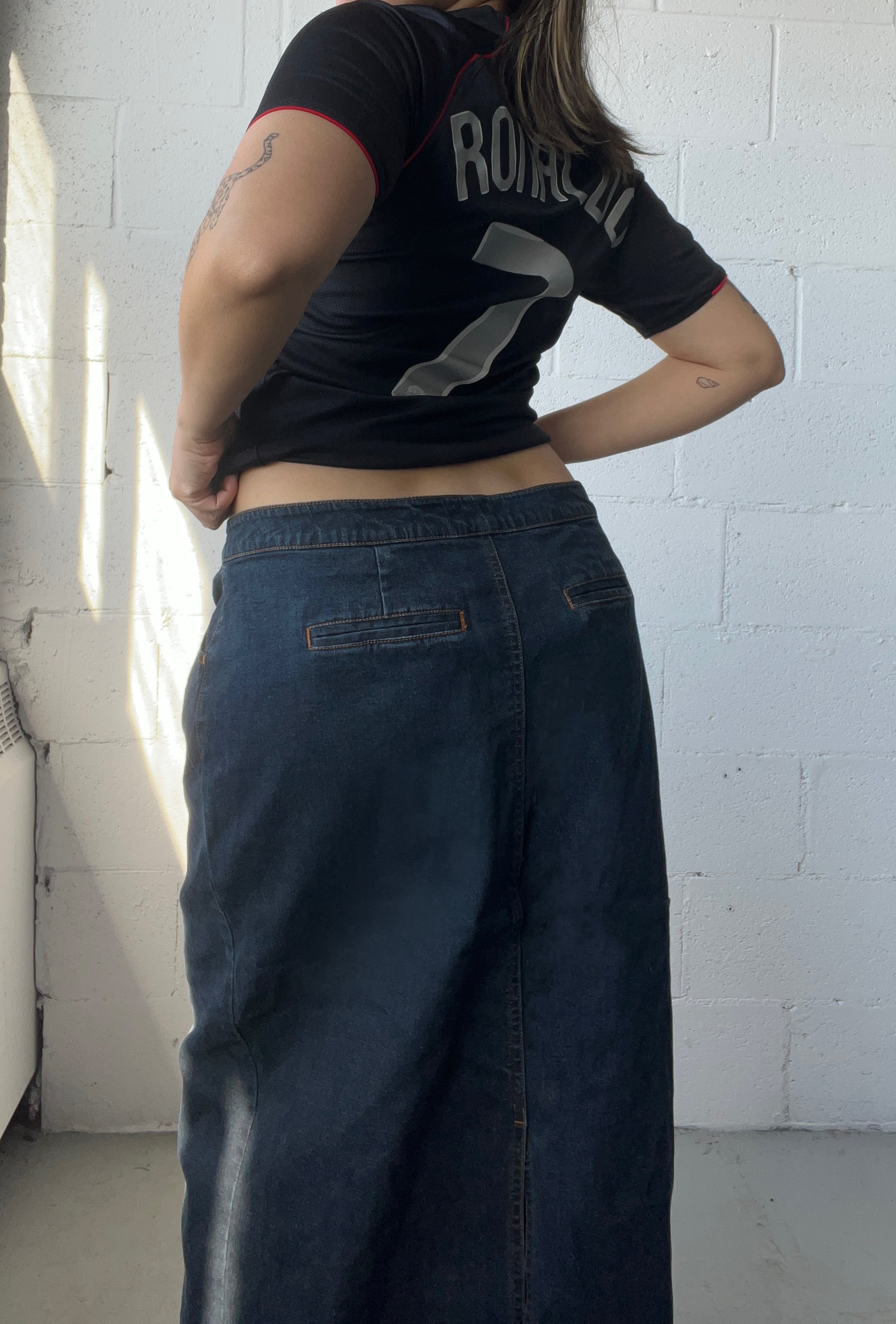 Dark Wash Denim Maxi Skirt Size L/13