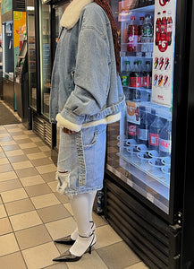 Faux Fur Lined Denim Jacket
