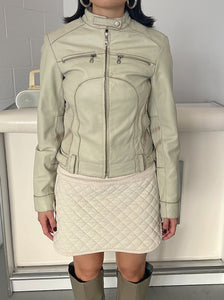 Quilted Crema Mini Skirt