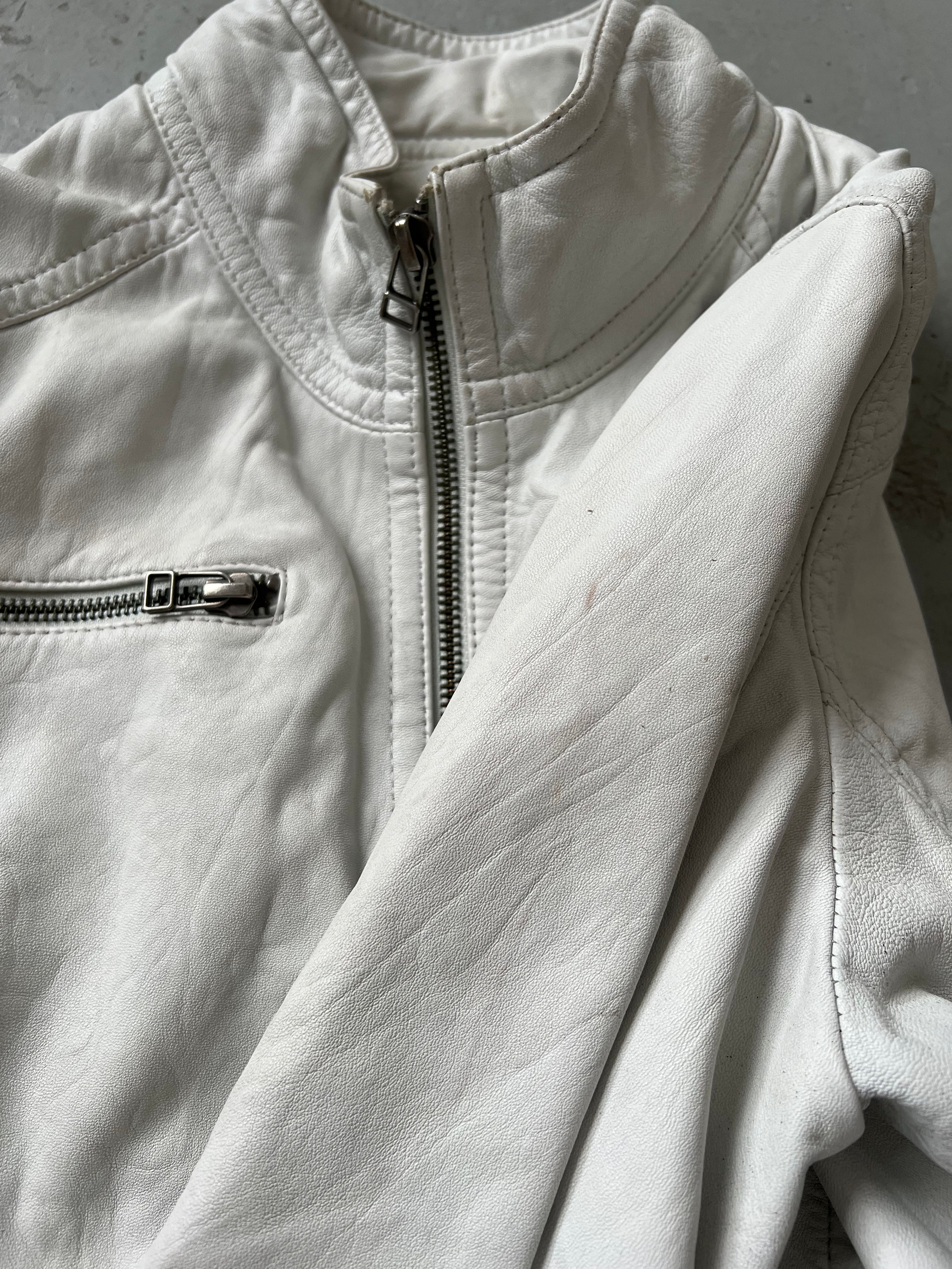 Faux Leather White Jacket