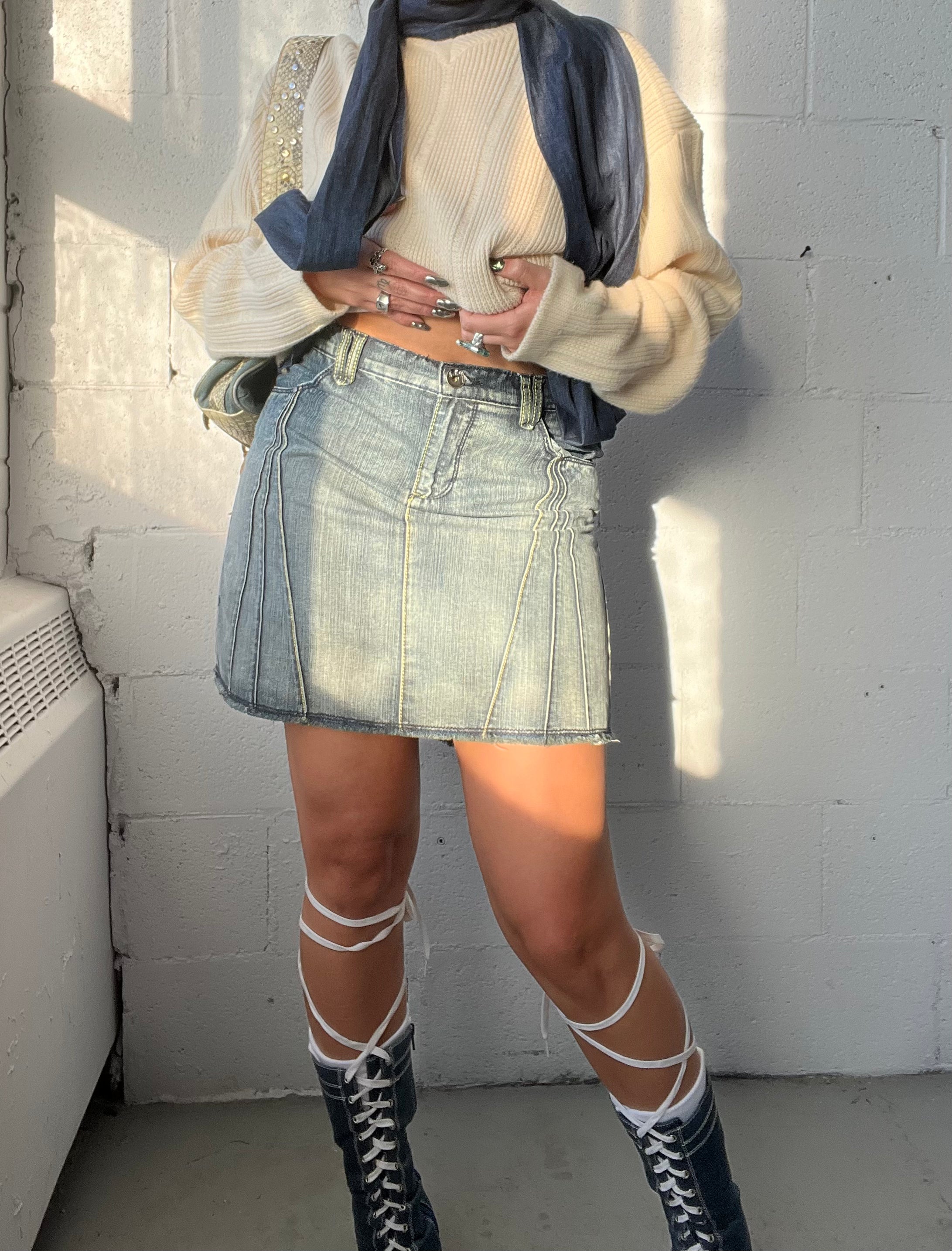 Stitched Denim Skirt