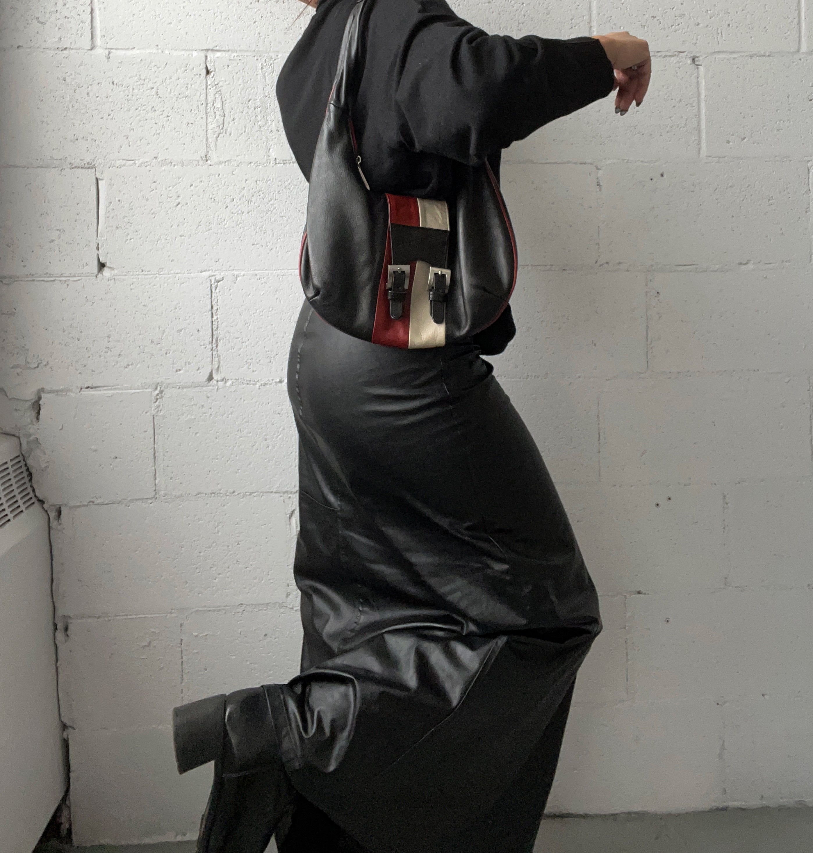 Faux Leather Tie Up Maxi Skirt